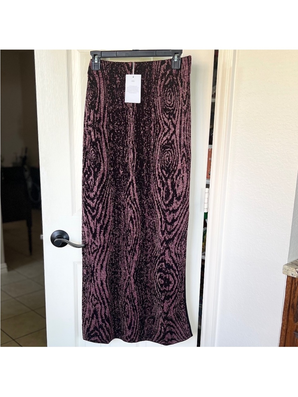 Misa Pink and Black Patterned Maxi Skirt